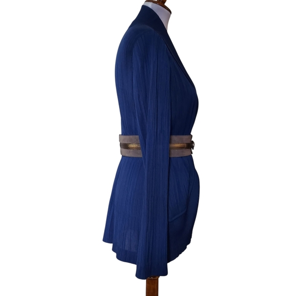 Misook Blue Cardigan with Belt - Picture 8 of 12